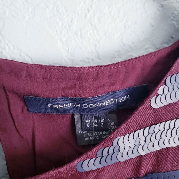French Connection Burgundy and Navy Sequin Striped Dress - Picture 5 of 10